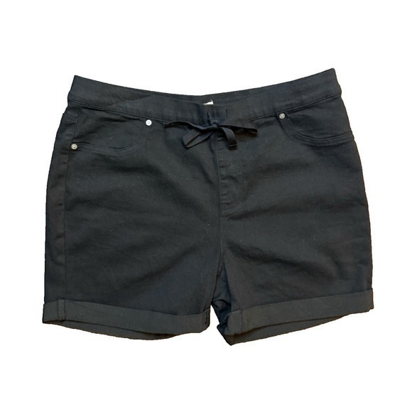 Just Black Pants - Just Be‎ Women's Black Cuffed Drawstring Shorts Size L